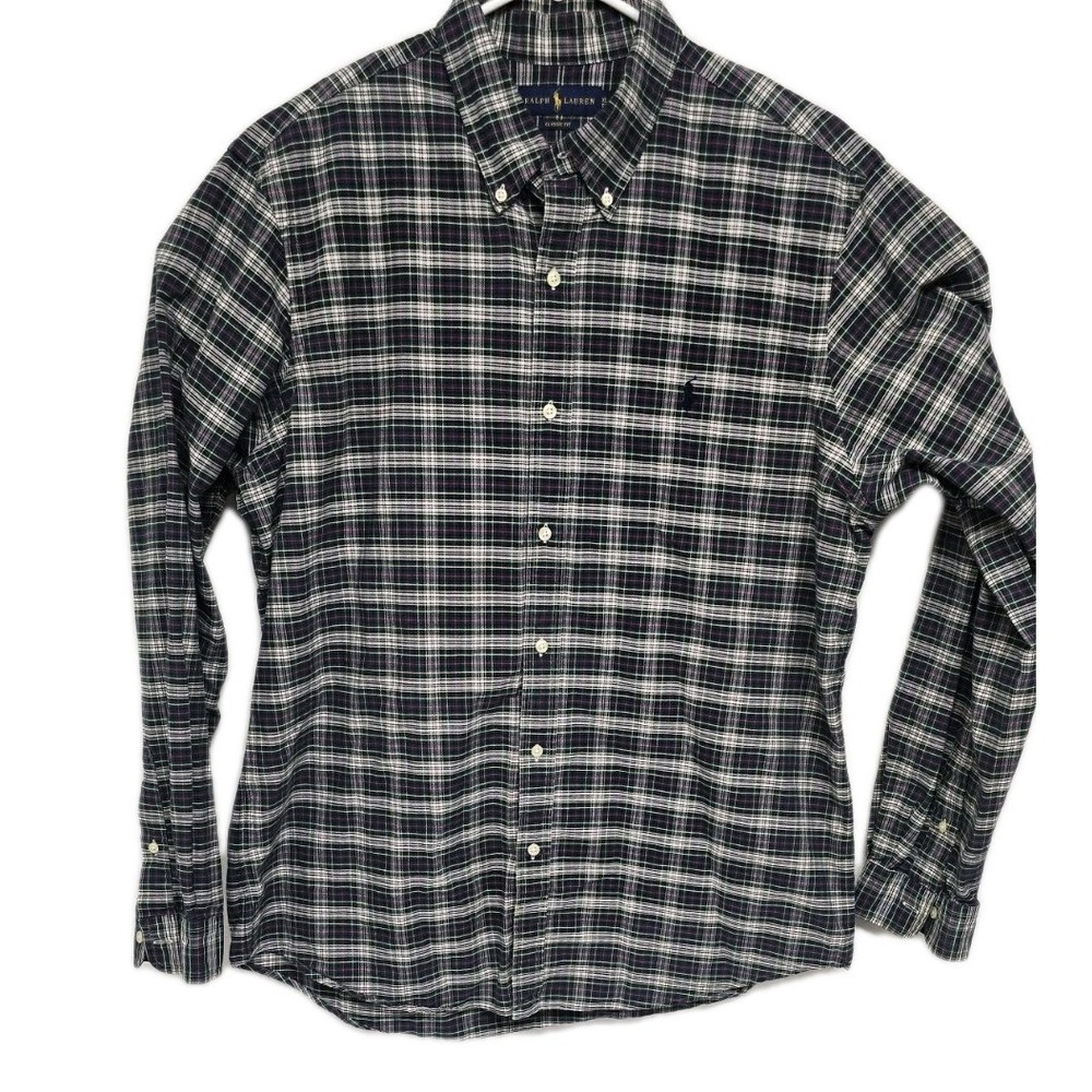 Ralph Lauren Mens Classic Fit Oxford Check Button Down Shirt Blue Green Red XL